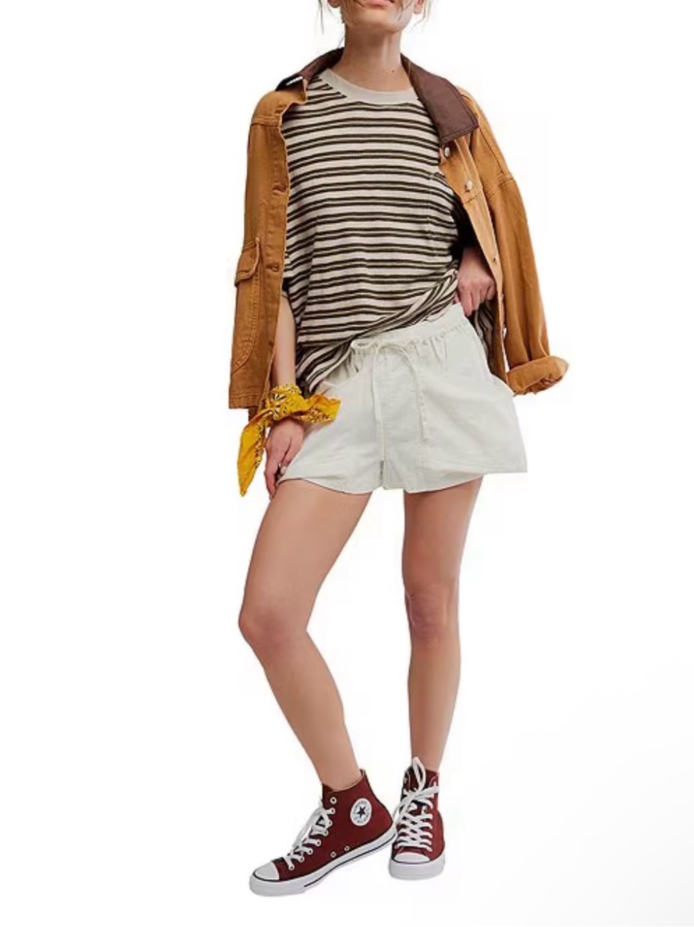 Free People Good Fortune high rise shorts Casual White Drawstring, sz xs, nwt🤍